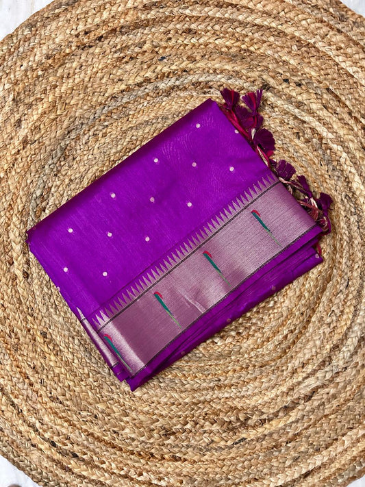 Purple Semi-Paithani Saree