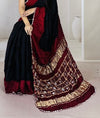 Black & Maroon Modal Saree with Garchola Lagdi Patta Pallu