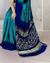 Teal & Royal Blue Modal Saree with Garchola Lagdi Patta Pallu